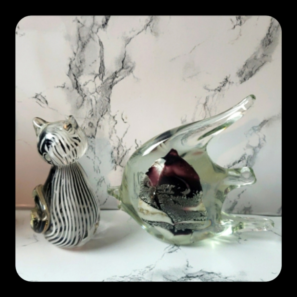 Cat & Fish Paperweights